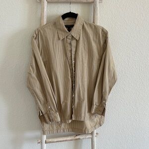 Women's Tan Striped button down